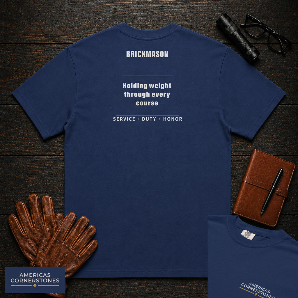 Brickmason Statement T-Shirt in True Navy — Americas Cornerstones
