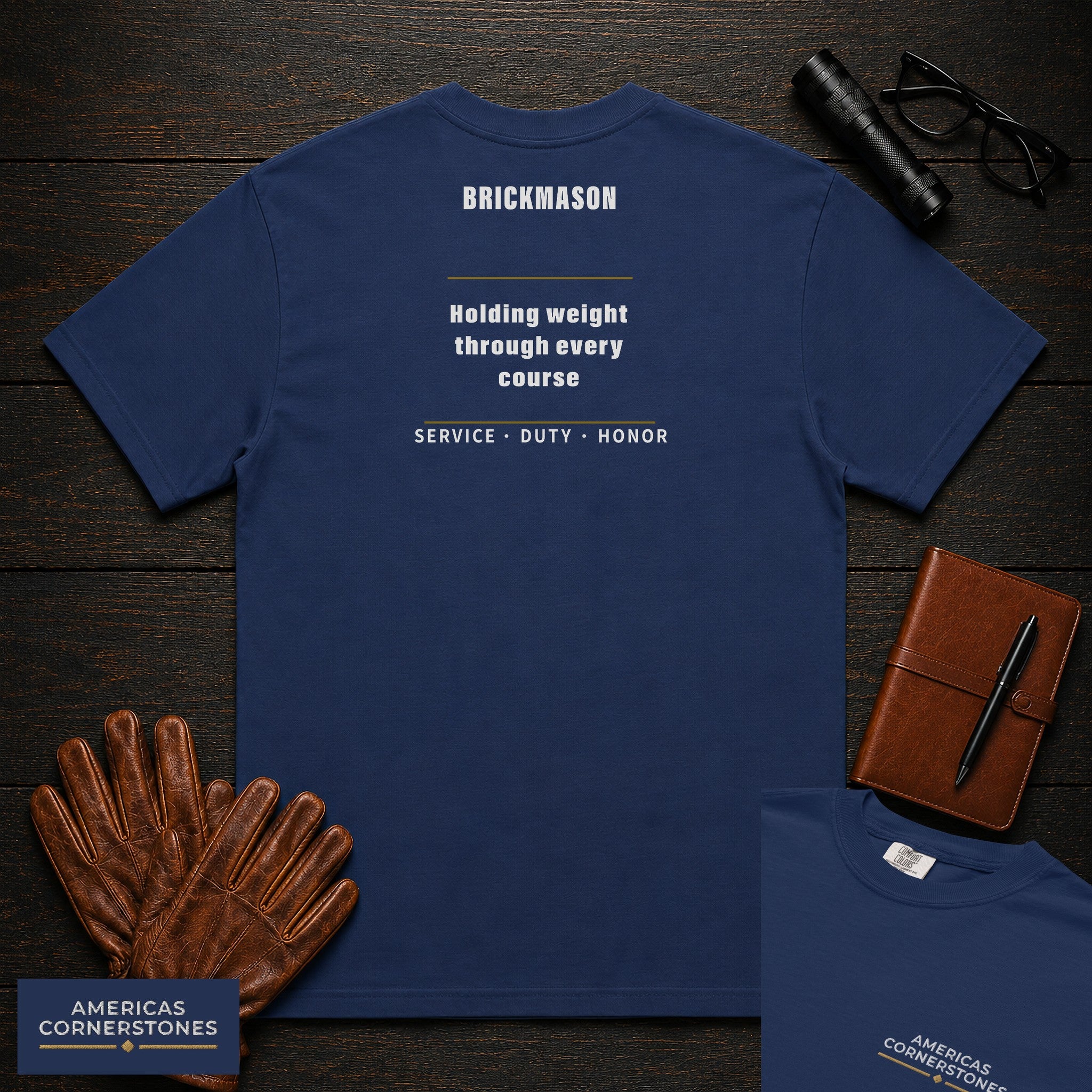 Brickmason Statement T-Shirt in True Navy — Americas Cornerstones