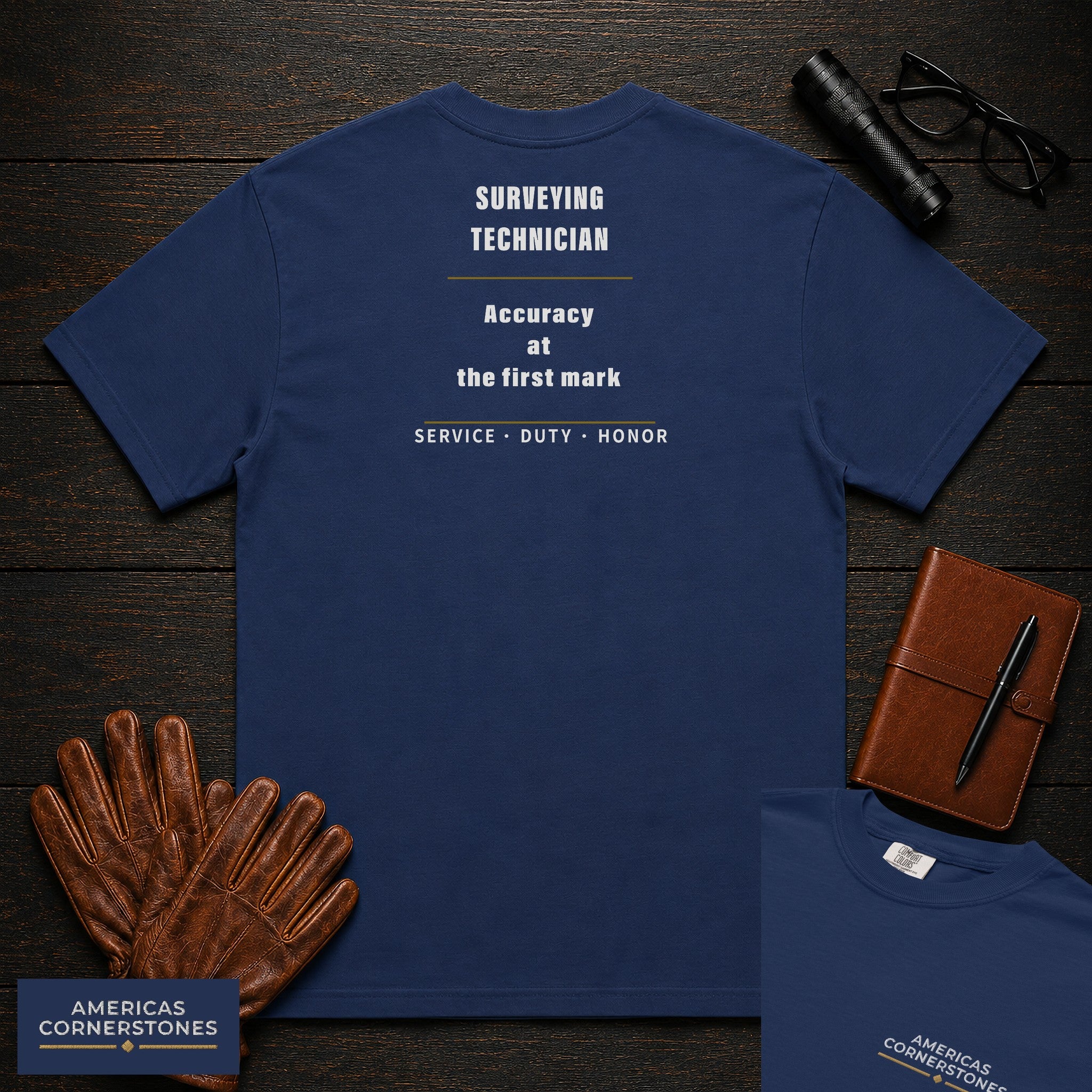 Civil Engineering Technician Statement T-Shirt in True Navy — Americas Cornerstones