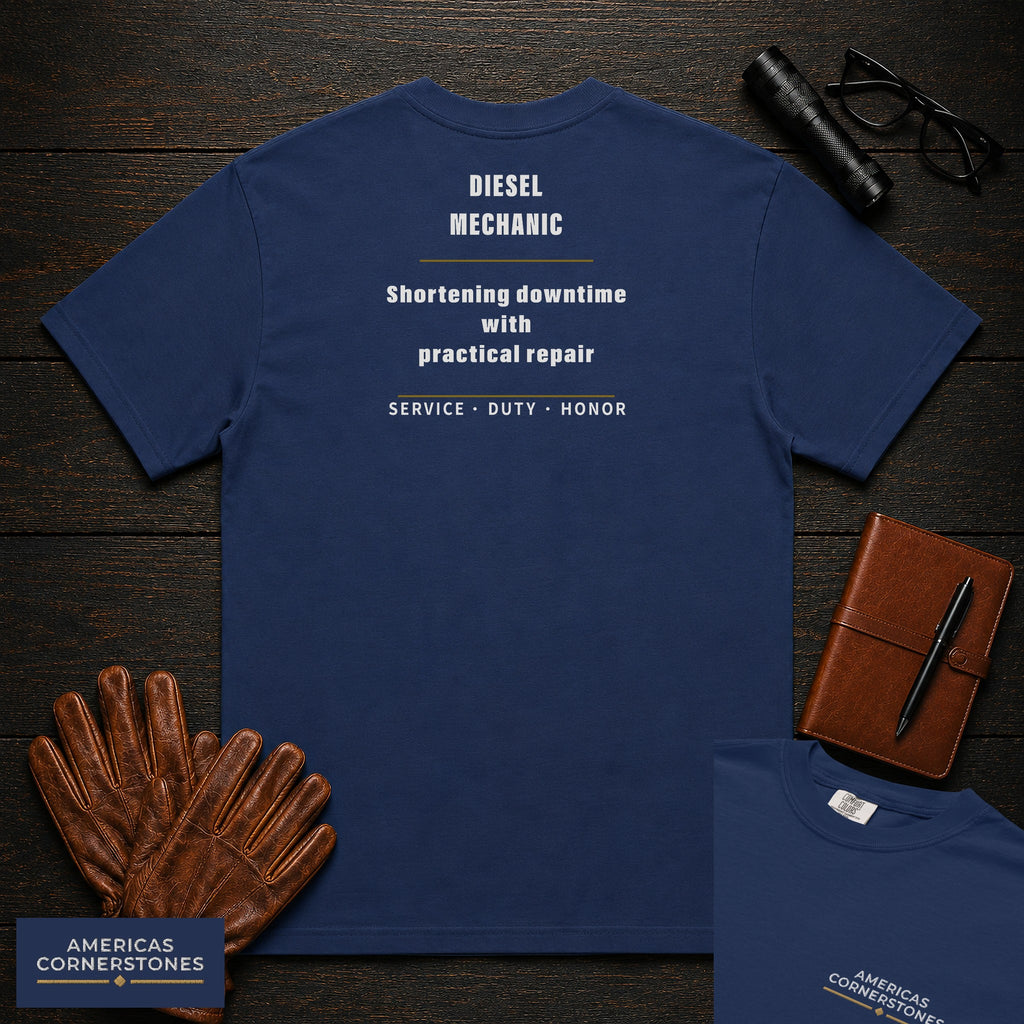 Diesel Mechanic Statement T-Shirt in True Navy — Americas Cornerstones