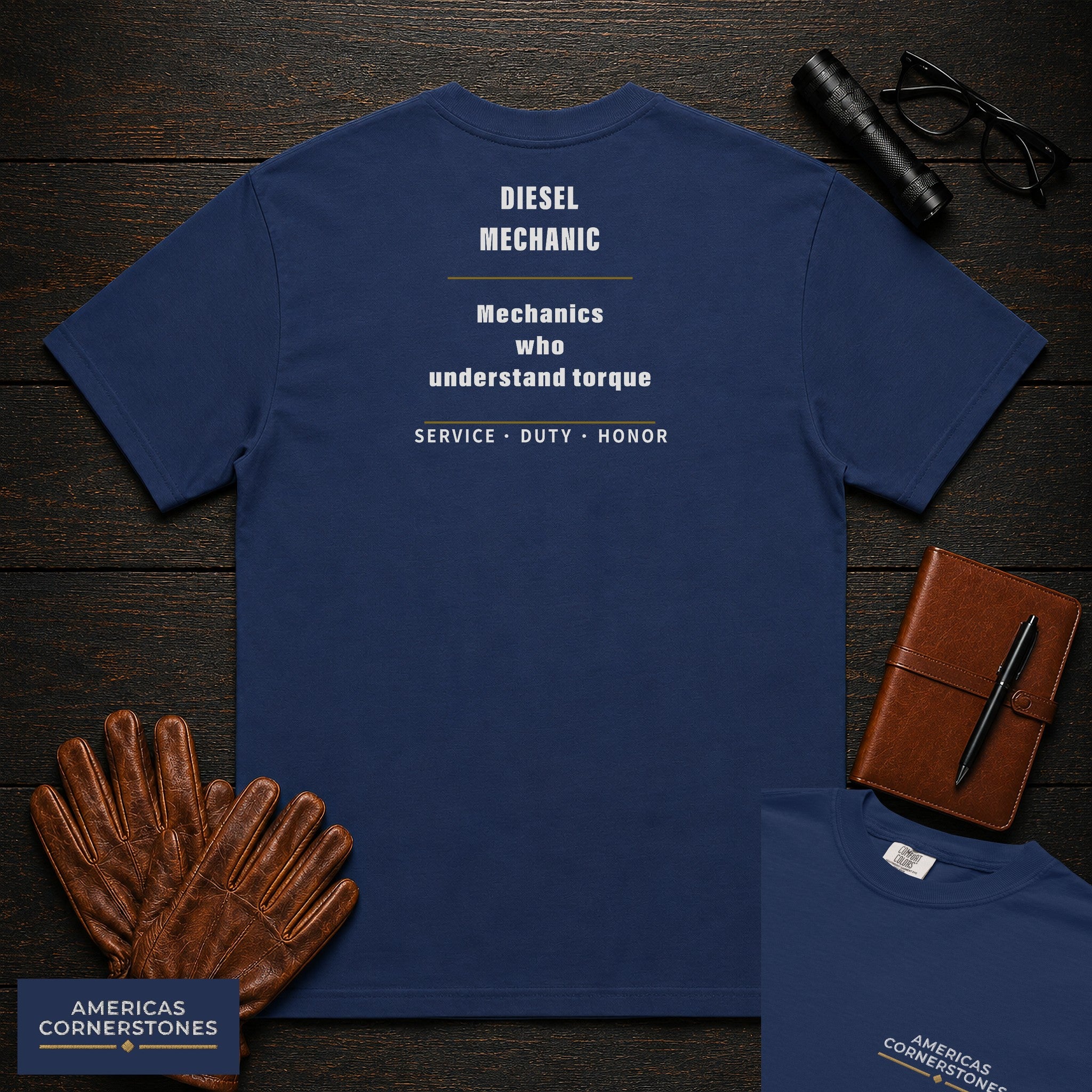 Diesel Mechanic Statement T-Shirt in True Navy — Americas Cornerstones