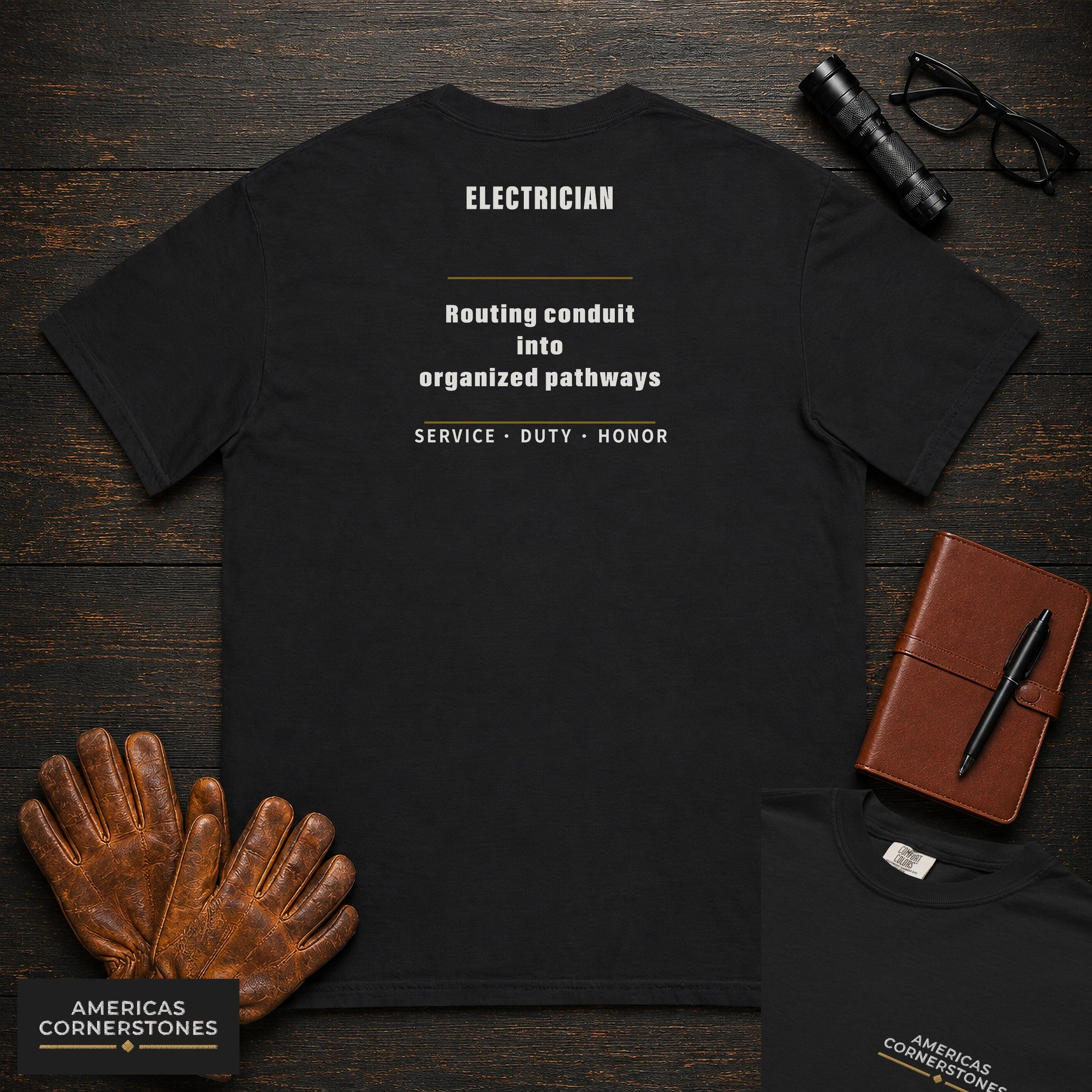Electrician Statement T-Shirt in Black — Americas Cornerstones
