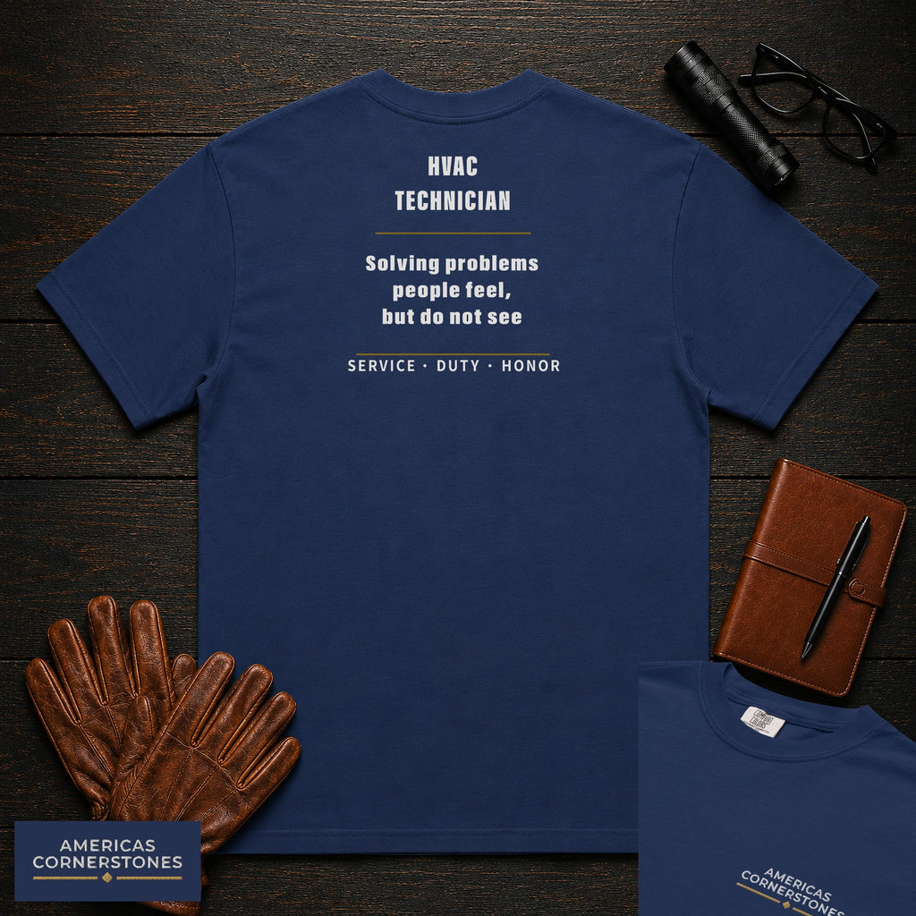 Hvac Technician Statement T-Shirt in True Navy — Americas Cornerstones