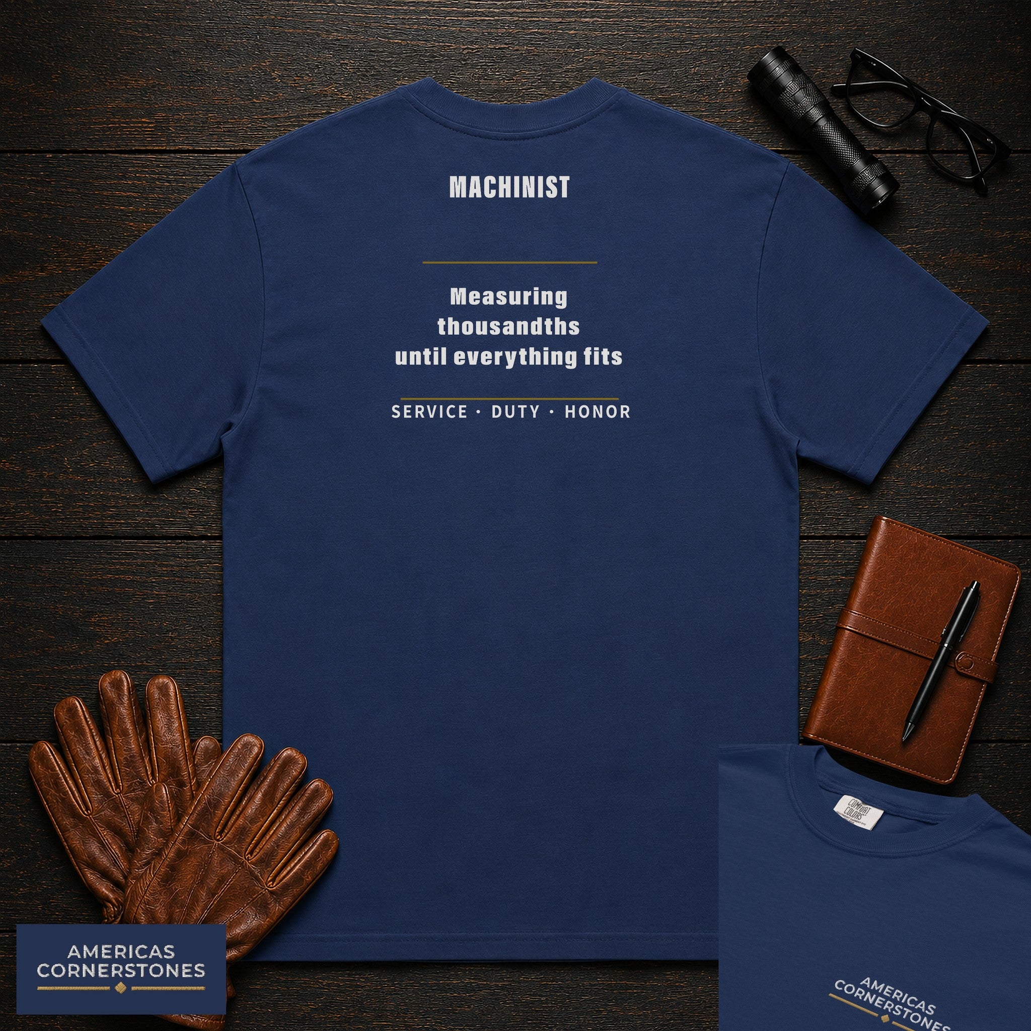 Machinist Statement T-Shirt in True Navy — Americas Cornerstones