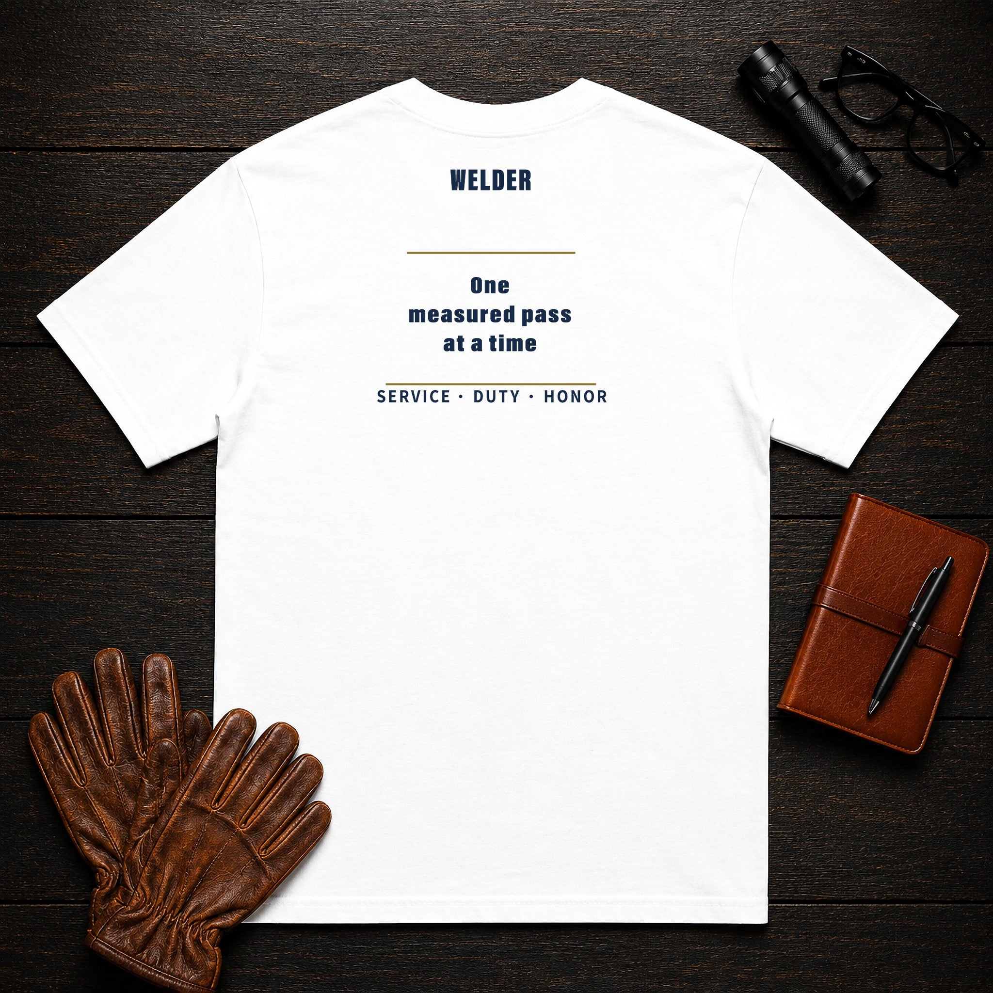 Welder T-Shirt in White — Americas Cornerstones