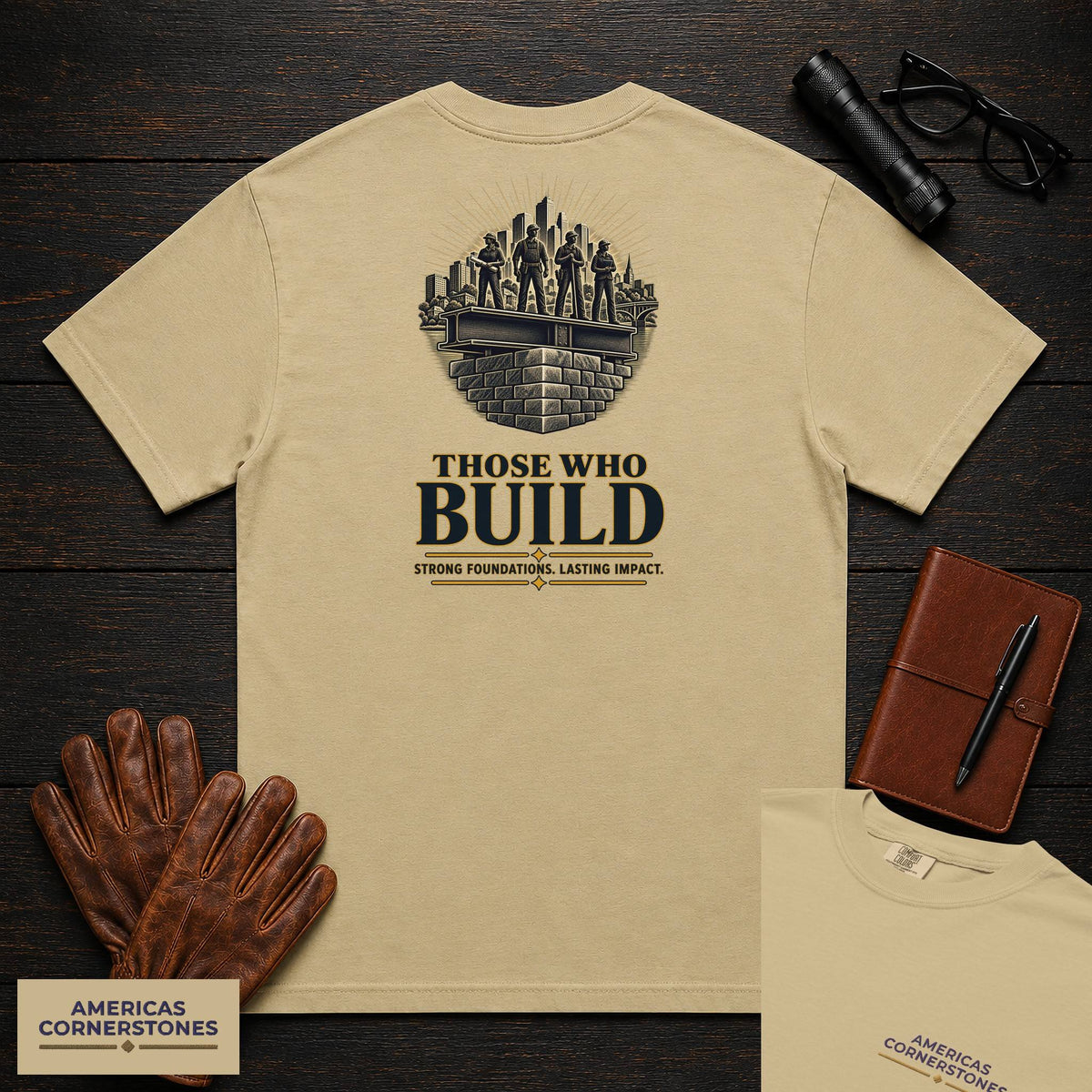 Those Who Build embroidered t-shirt in Khaki
