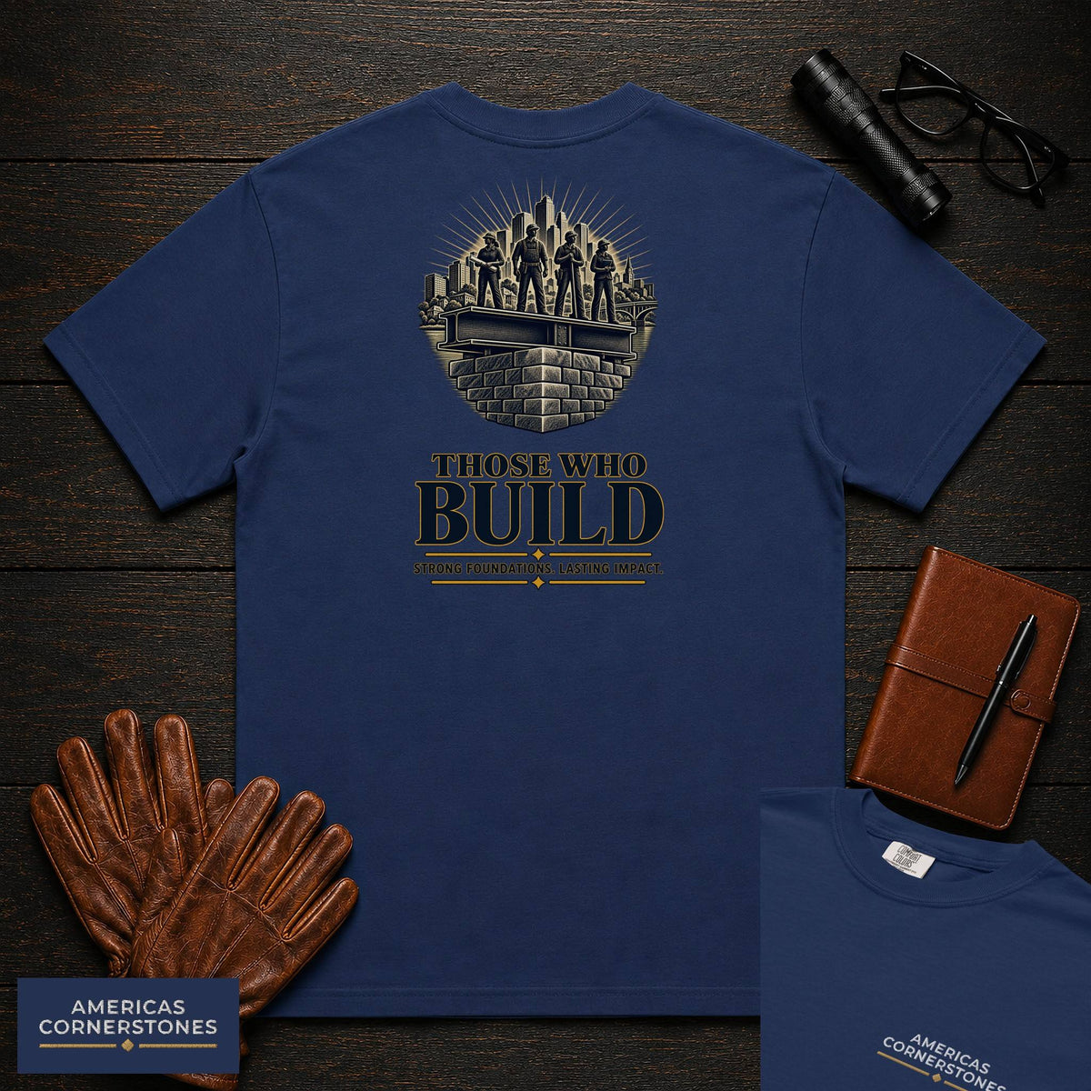 Those Who Build embroidered t-shirt in True Navy