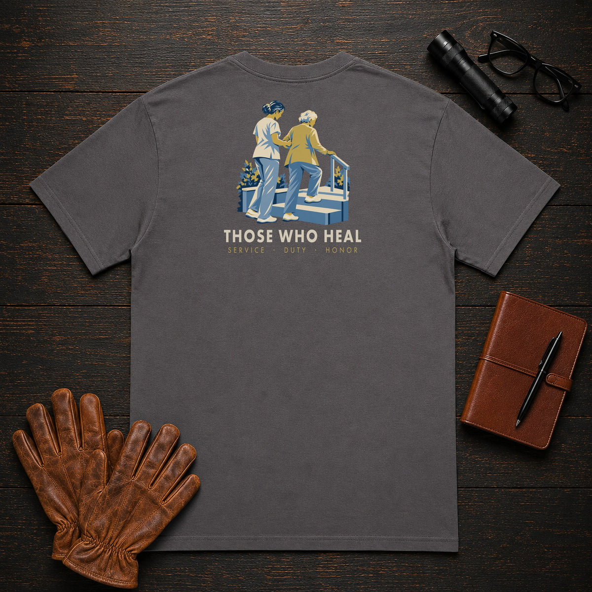 Those Who Heal: Steady Steps back print t-shirt in Graphite