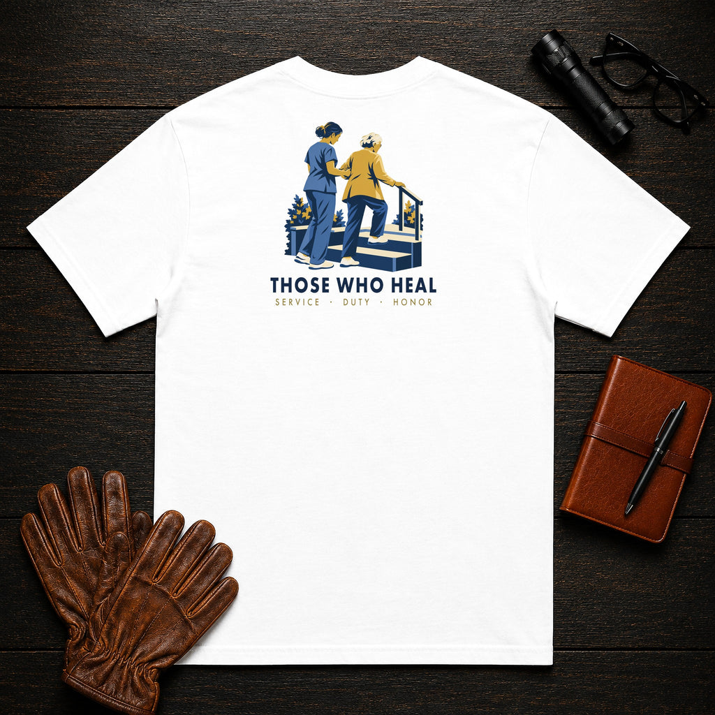 Those Who Heal: Steady Steps back print t-shirt in White