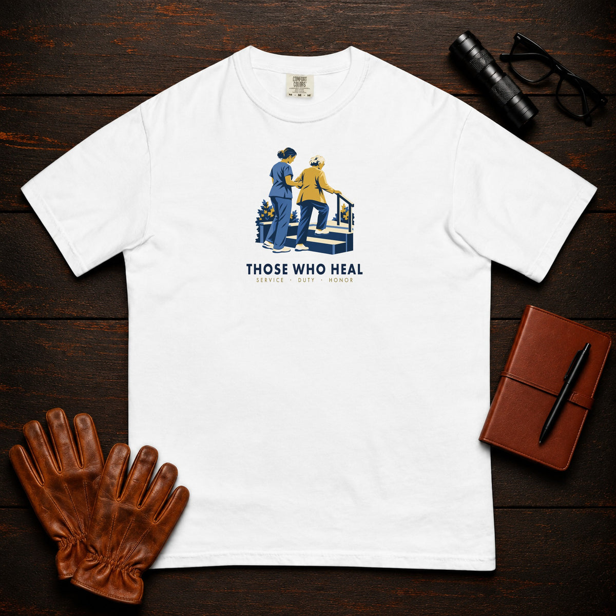 Those Who Heal: Steady Steps front print t-shirt in White