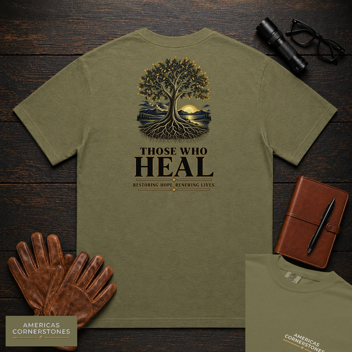Those Who Heal embroidered t-shirt in Hemp