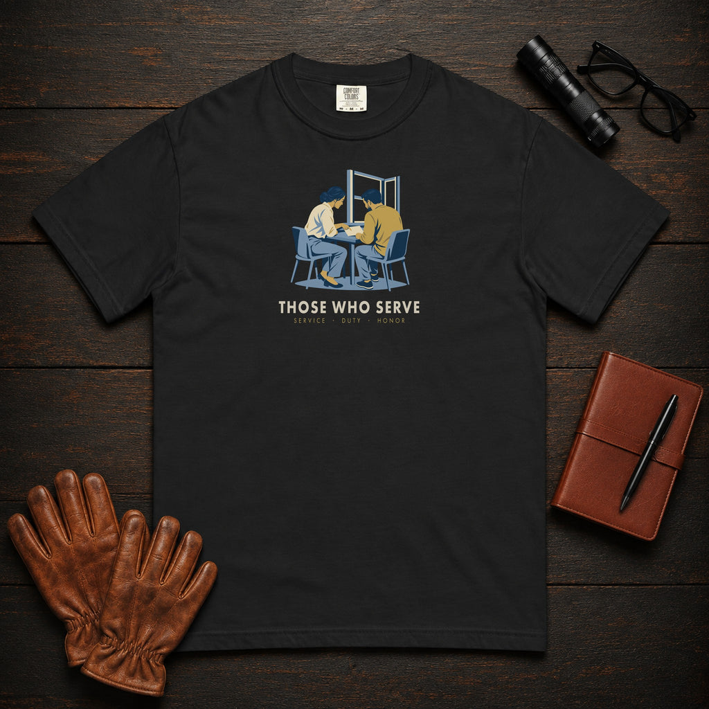Those Who Serve: Side by Side front print t-shirt in Black