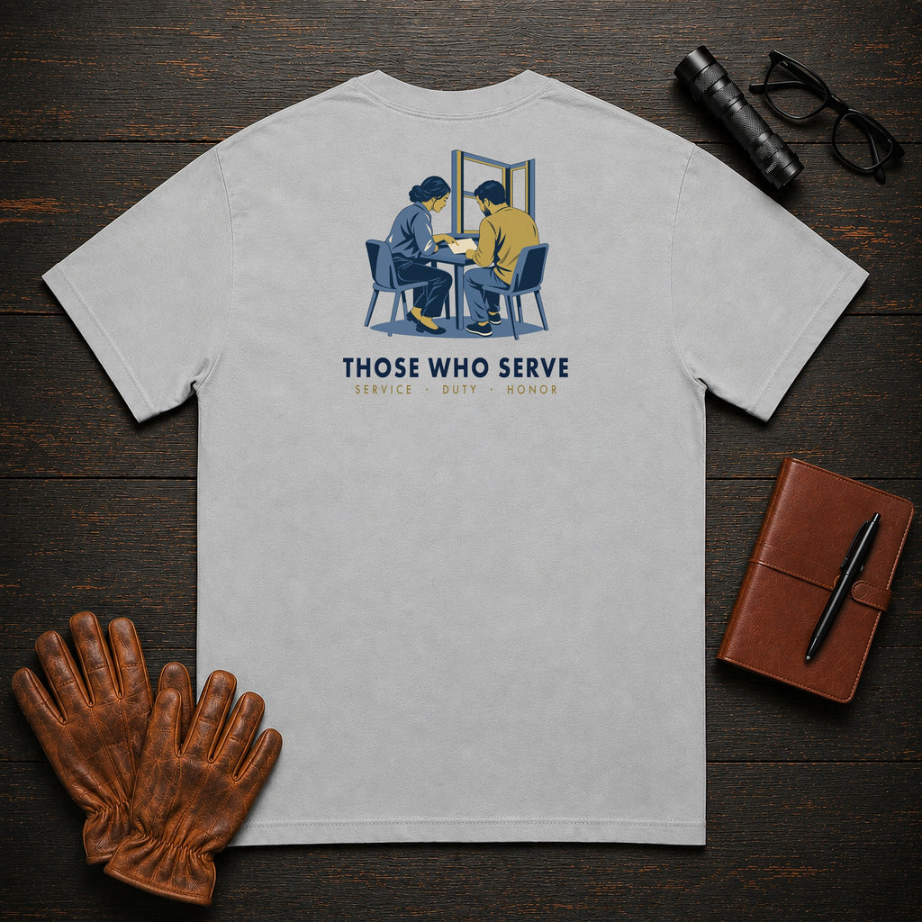 Those Who Serve: Side by Side back print t-shirt in Granite