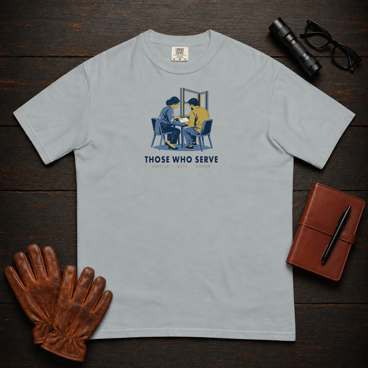 Those Who Serve: Side by Side front print t-shirt in Granite