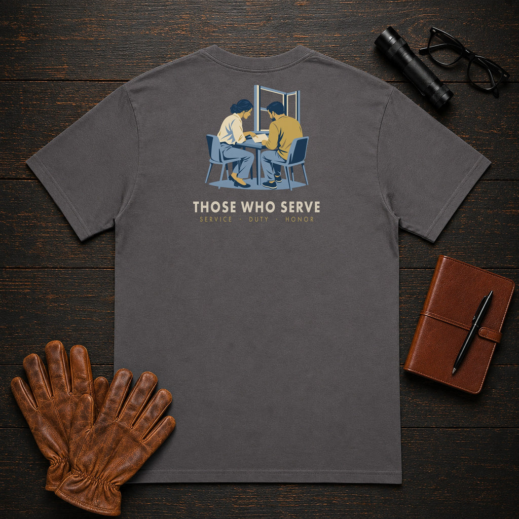 Those Who Serve: Side by Side back print t-shirt in Graphite