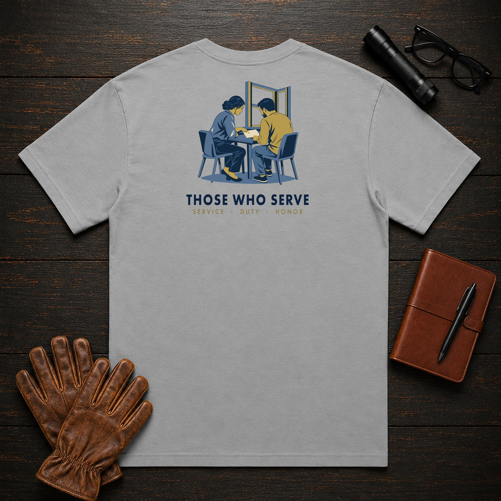Those Who Serve: Side by Side back print t-shirt in Grey