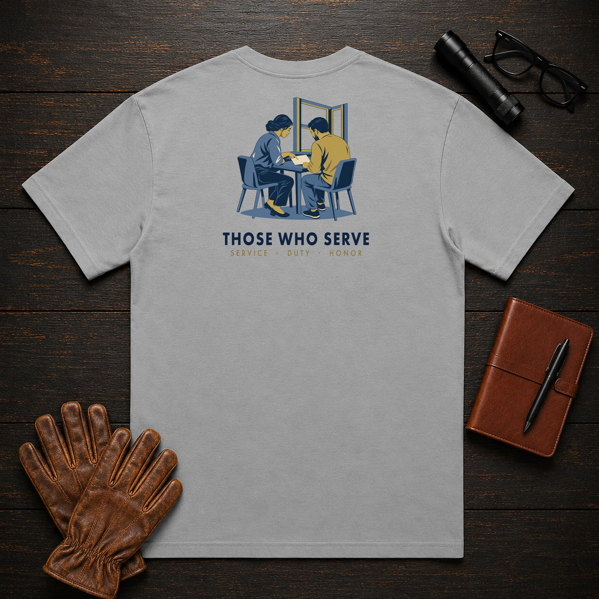 Those Who Serve: Side by Side back print t-shirt in Grey