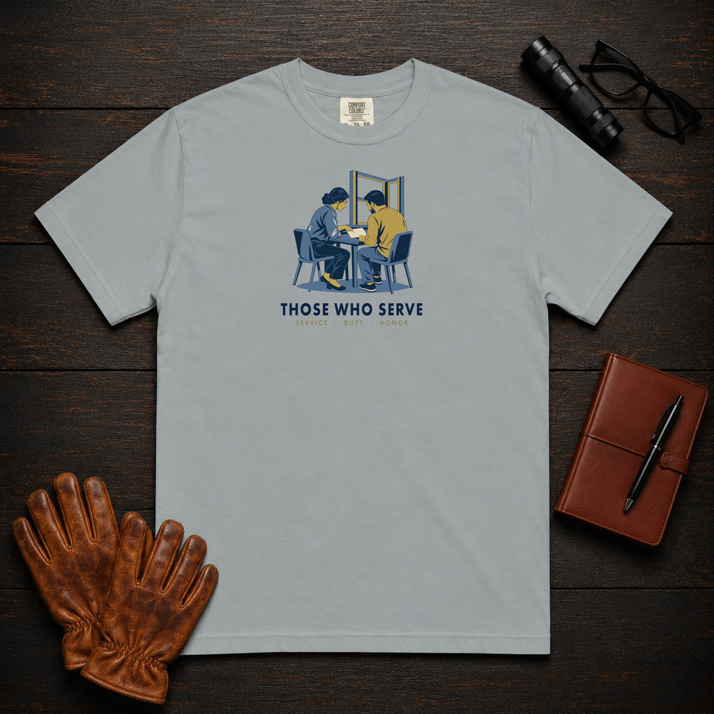 Those Who Serve: Side by Side front print t-shirt in Grey