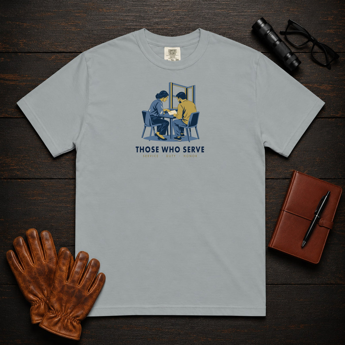 Those Who Serve: Side by Side front print t-shirt in Grey