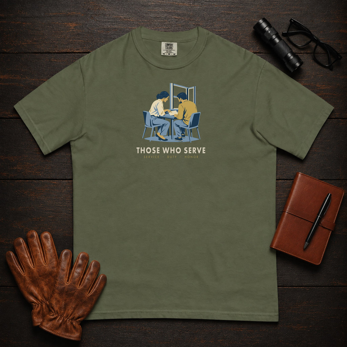 Those Who Serve: Side by Side front print t-shirt in Hemp