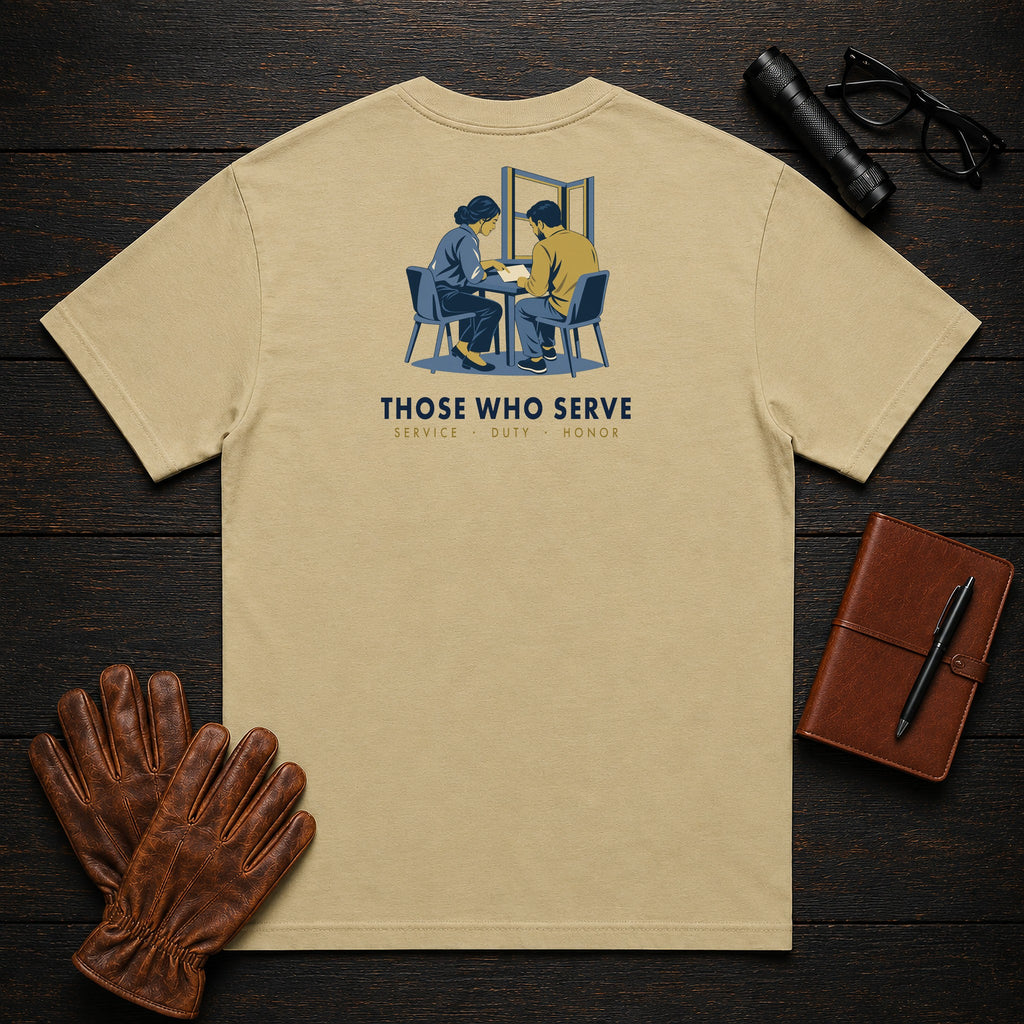 Those Who Serve: Side by Side back print t-shirt in Khaki