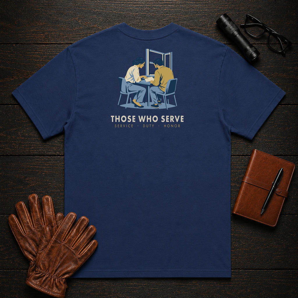 Those Who Serve: Side by Side back print t-shirt in True Navy