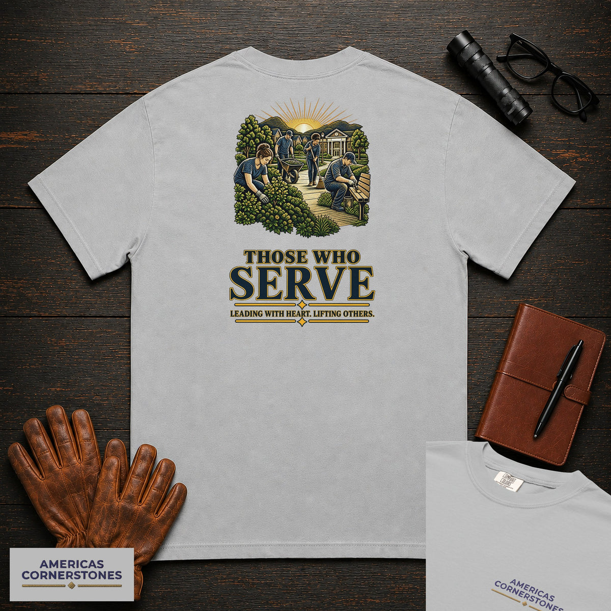 Those Who Serve embroidered t-shirt in Granite