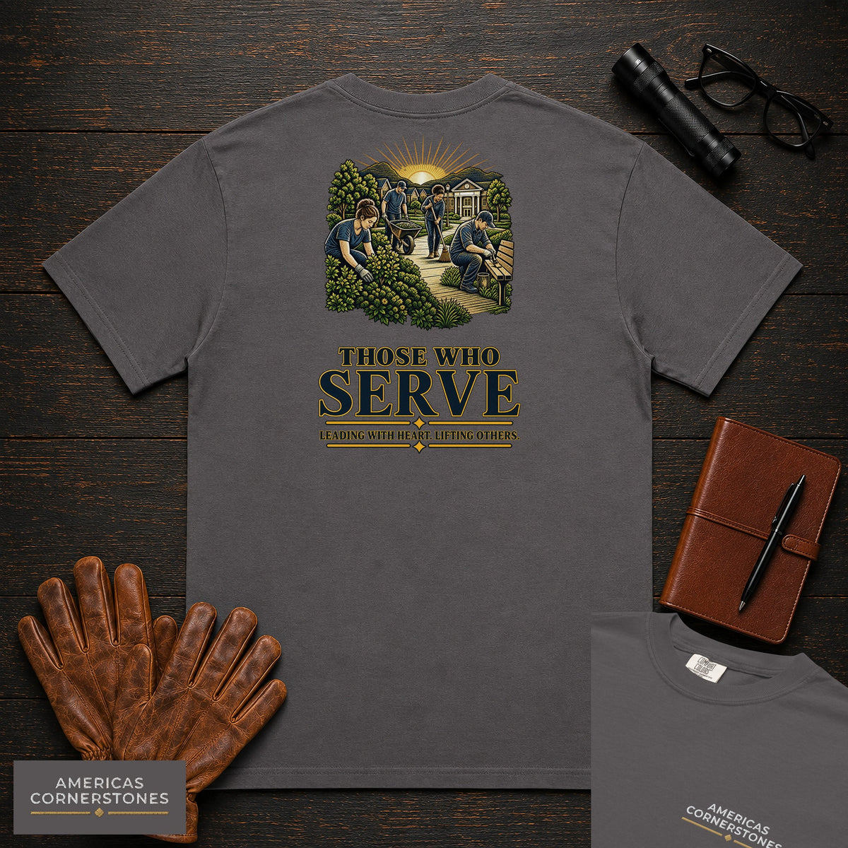 Those Who Serve embroidered t-shirt in Graphite