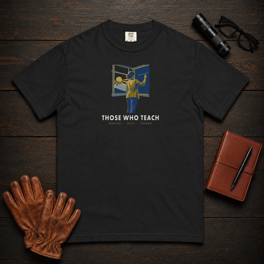 Those Who Teach: First Light front print t-shirt in Black