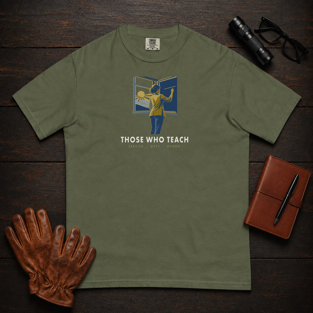 Those Who Teach: First Light front print t-shirt in Hemp