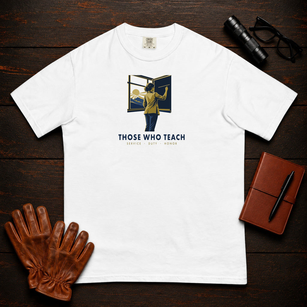 Those Who Teach: First Light front print t-shirt in White