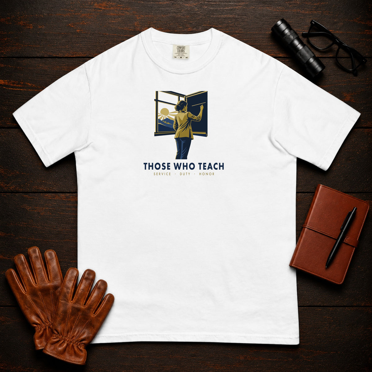 Those Who Teach: First Light front print t-shirt in White