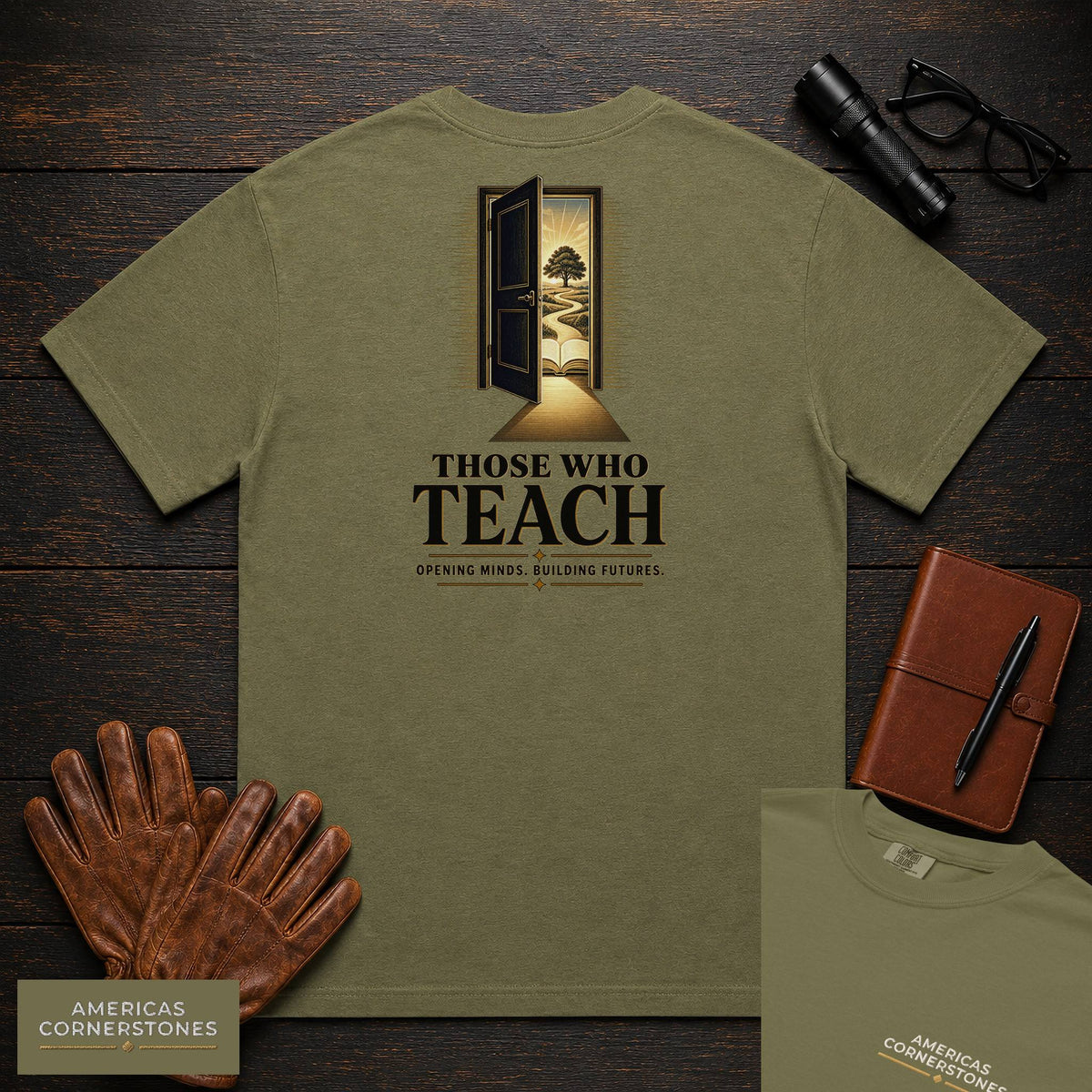 Those Who Teach embroidered t-shirt in Hemp