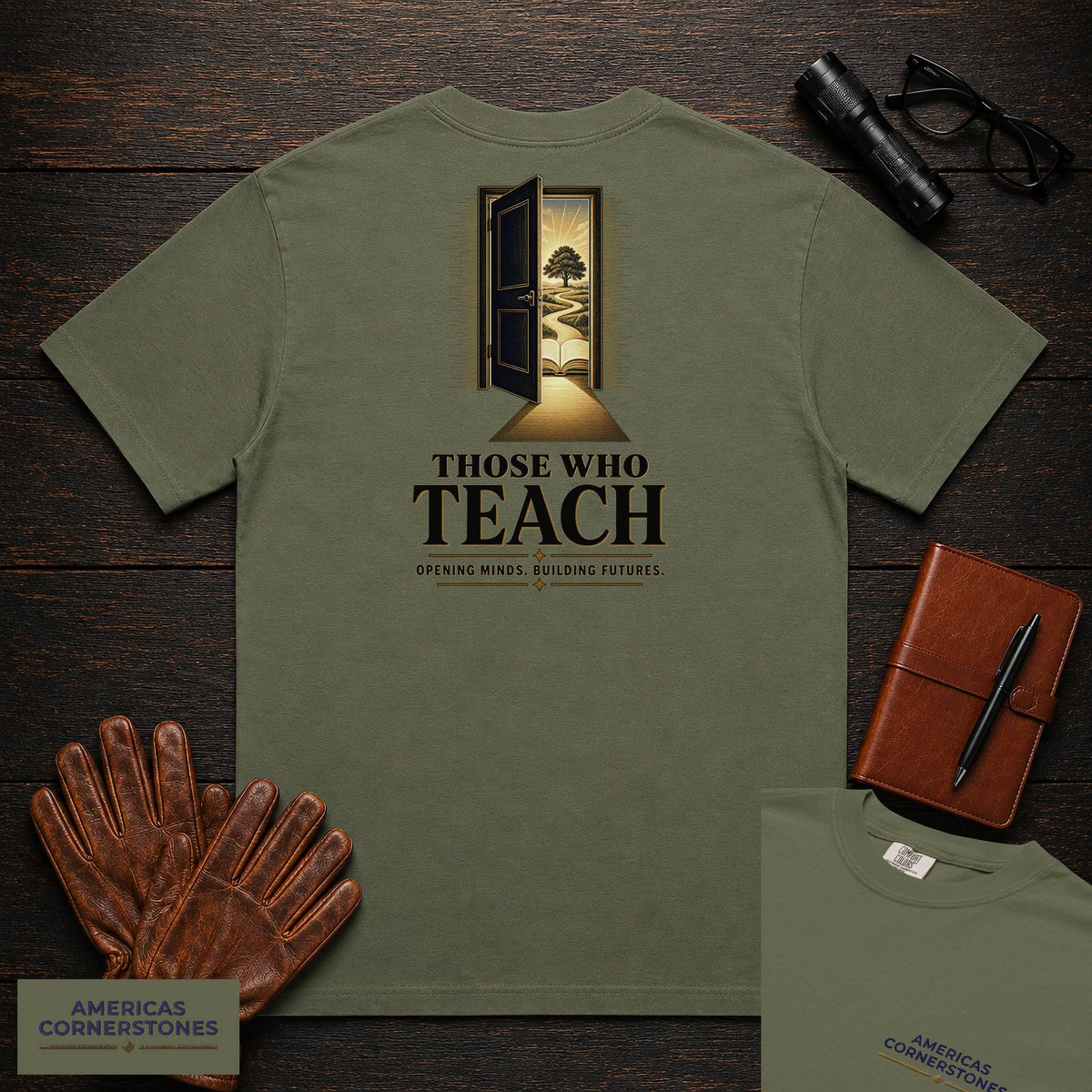 Those Who Teach embroidered t-shirt in Moss