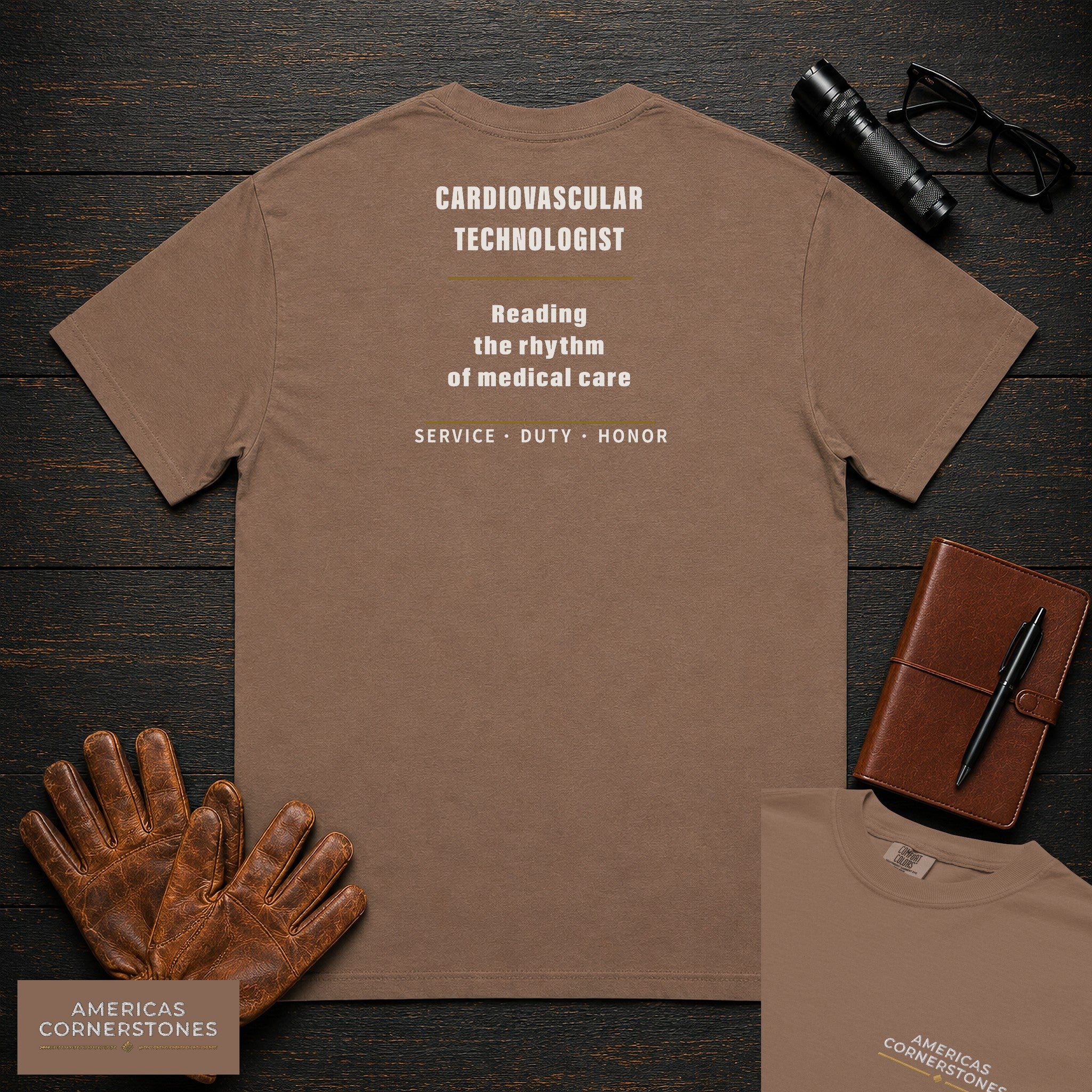 Cardiovascular Technologist Statement T-Shirt in Espresso — Americas Cornerstones