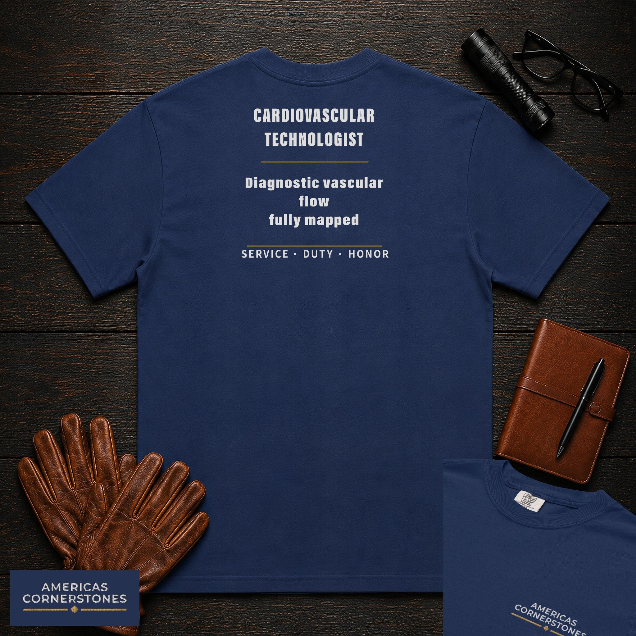 Cardiovascular Technologist Statement T-Shirt in True Navy — Americas Cornerstones
