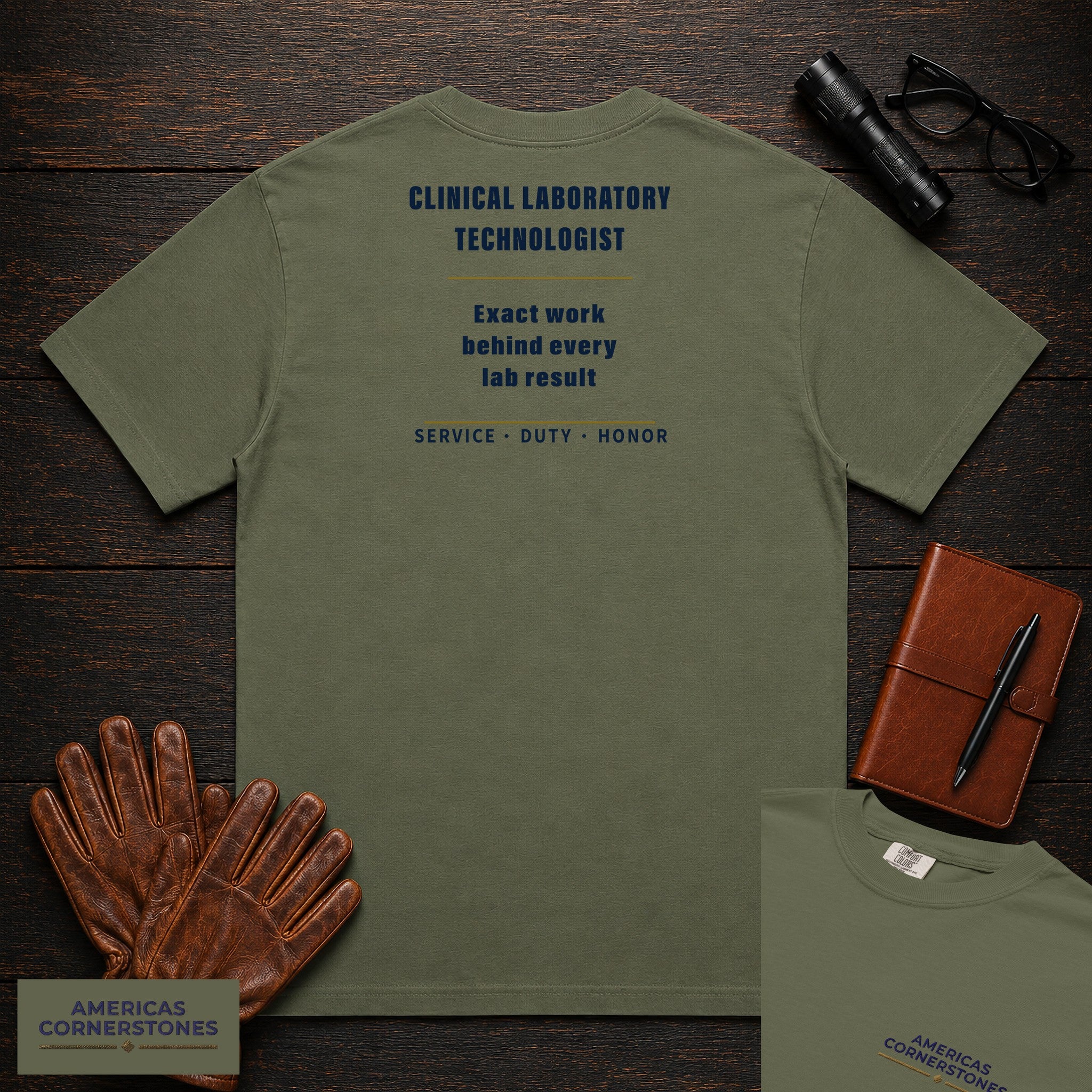 Clinical Laboratory Technologist Statement T-Shirt in Moss — Americas Cornerstones