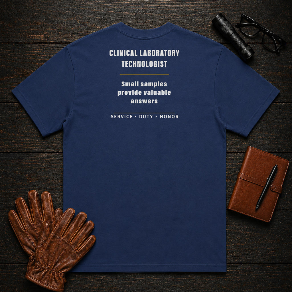 Clinical Laboratory Technologist T-Shirt in True Navy — Americas Cornerstones