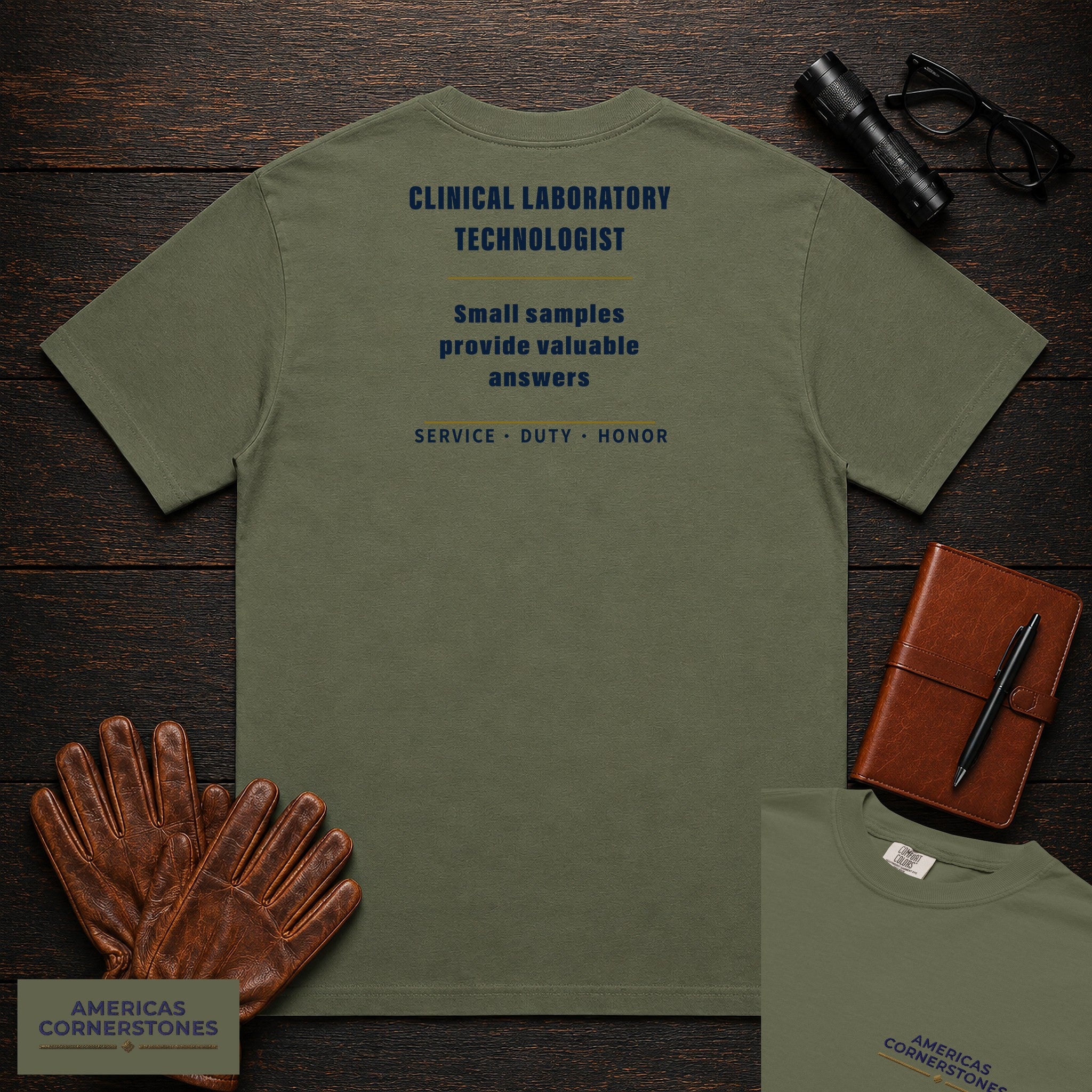 Clinical Laboratory Technologist Statement T-Shirt in Moss — Americas Cornerstones