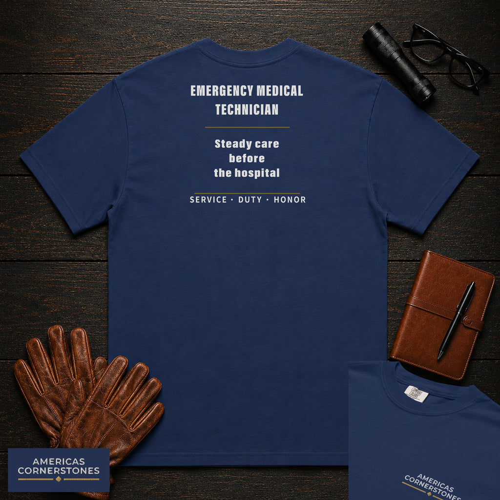 Emergency Medical Technician Statement T-Shirt in True Navy — Americas Cornerstones