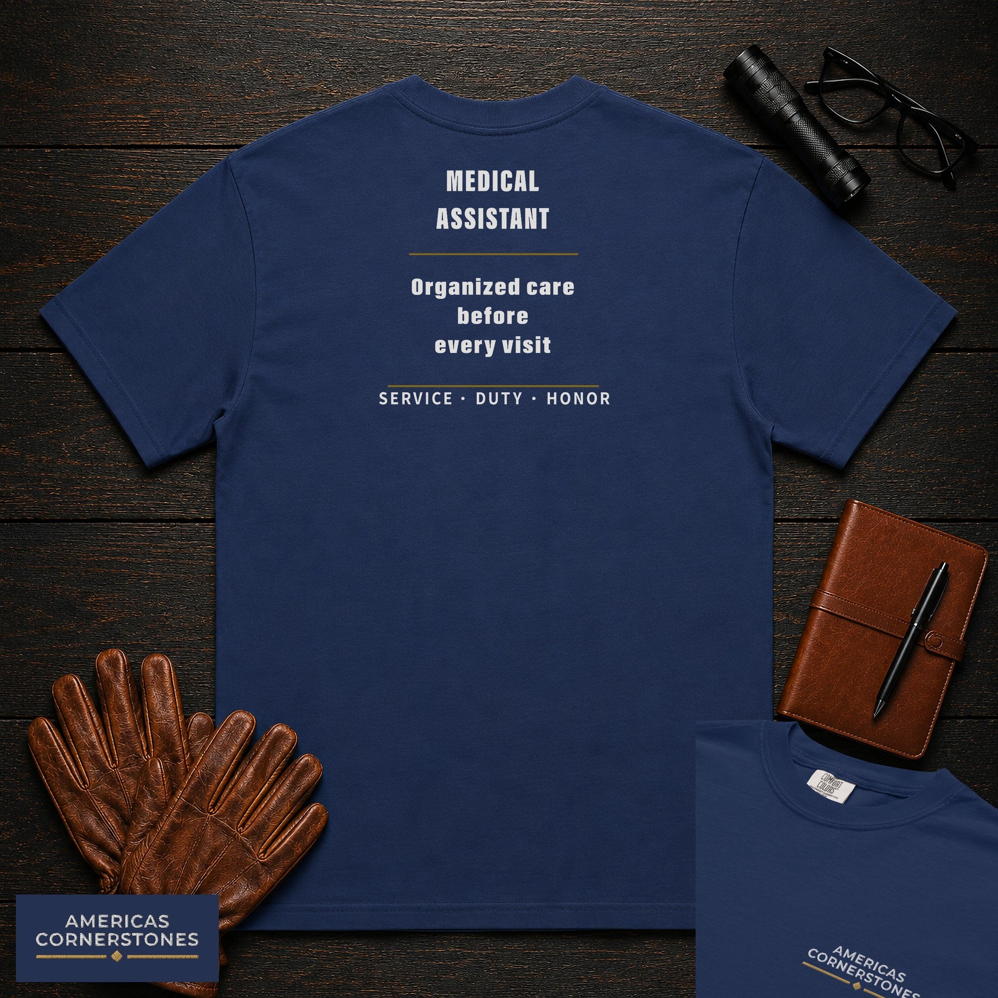 Medical Assistant Statement T-Shirt in True Navy — Americas Cornerstones