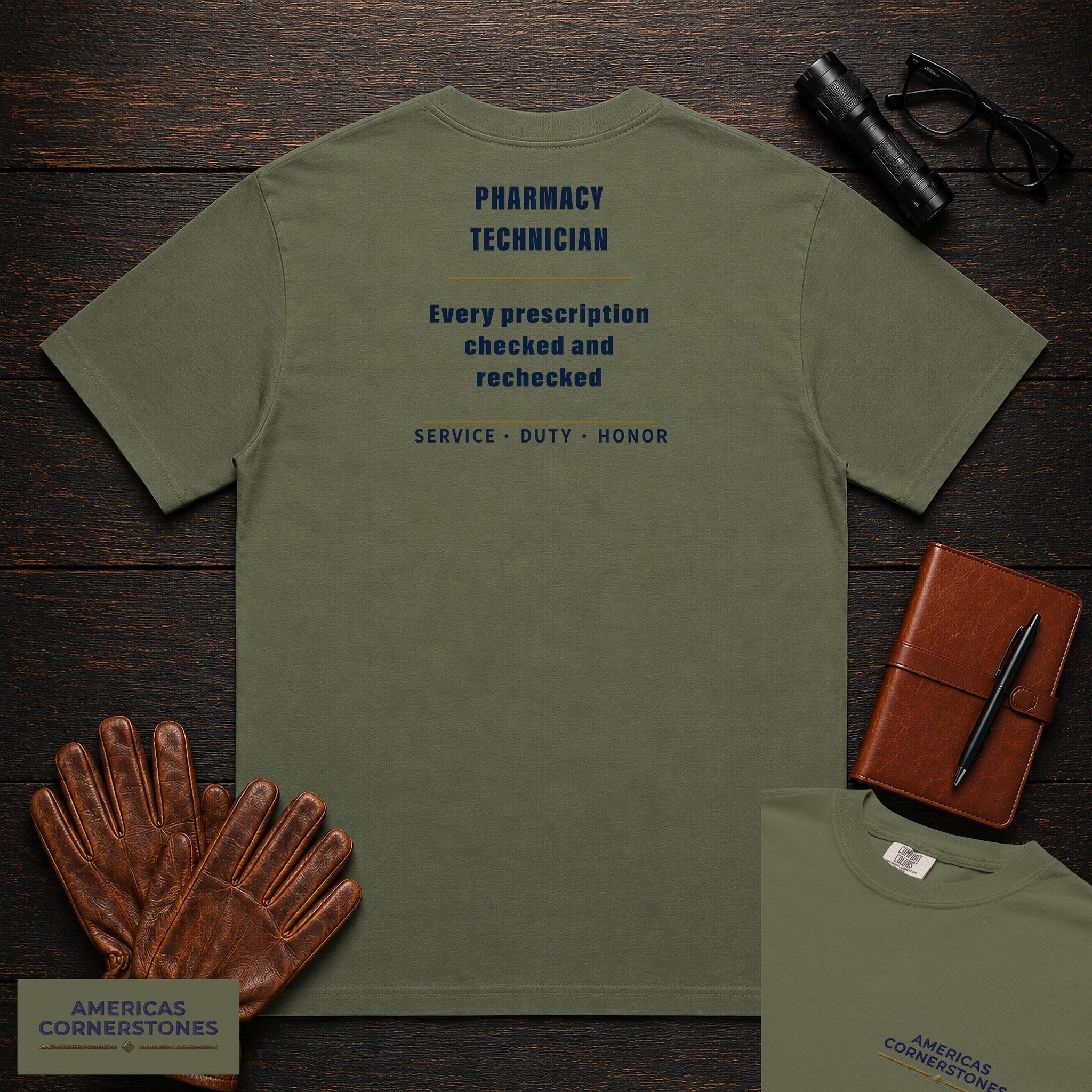 Pharmacy Technician Statement T-Shirt in Moss — Americas Cornerstones