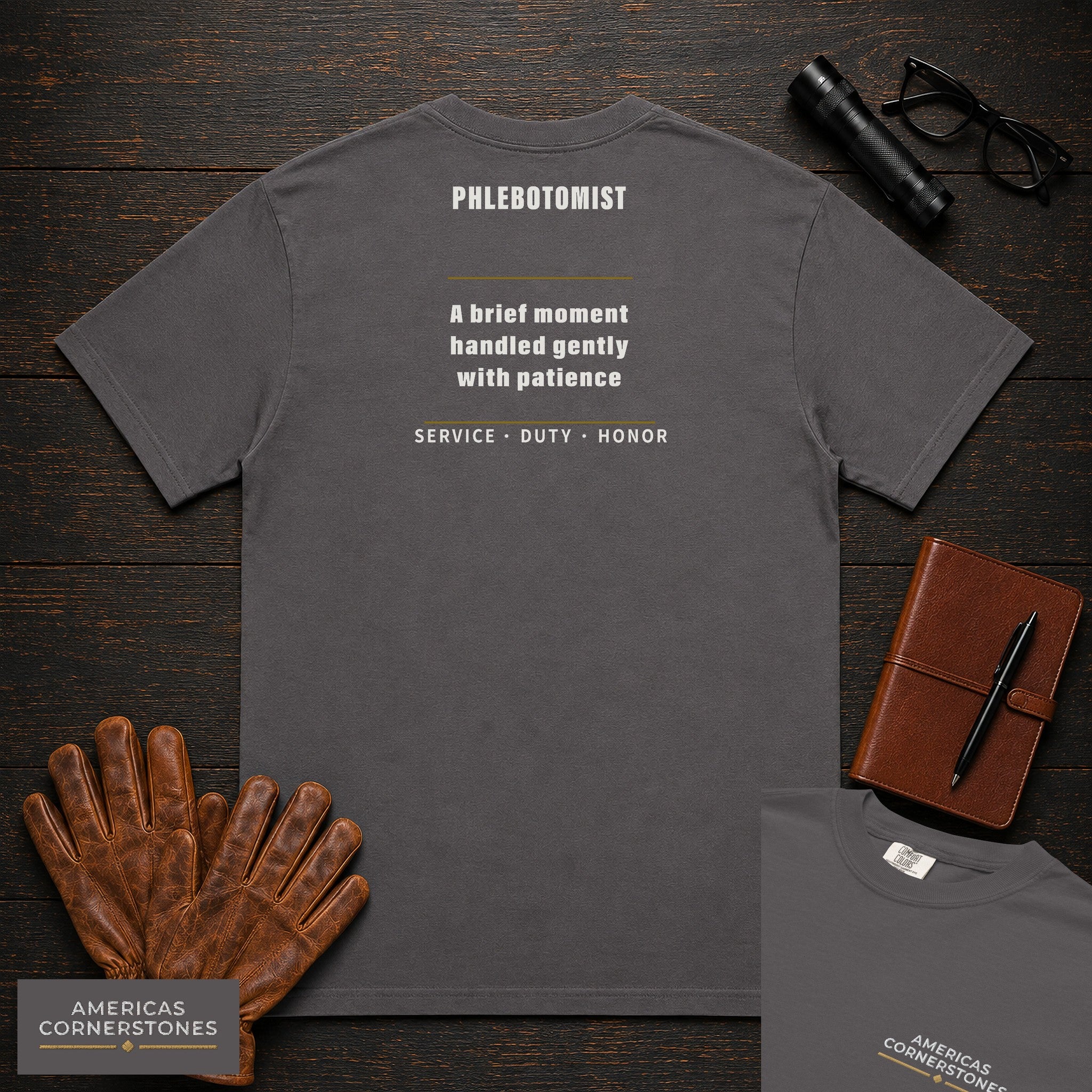 Phlebotomist Statement T-Shirt in Graphite — Americas Cornerstones