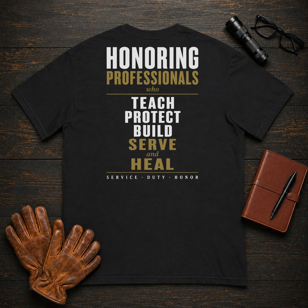 Honoring Professionals T-Shirt in Black — Americas Cornerstones