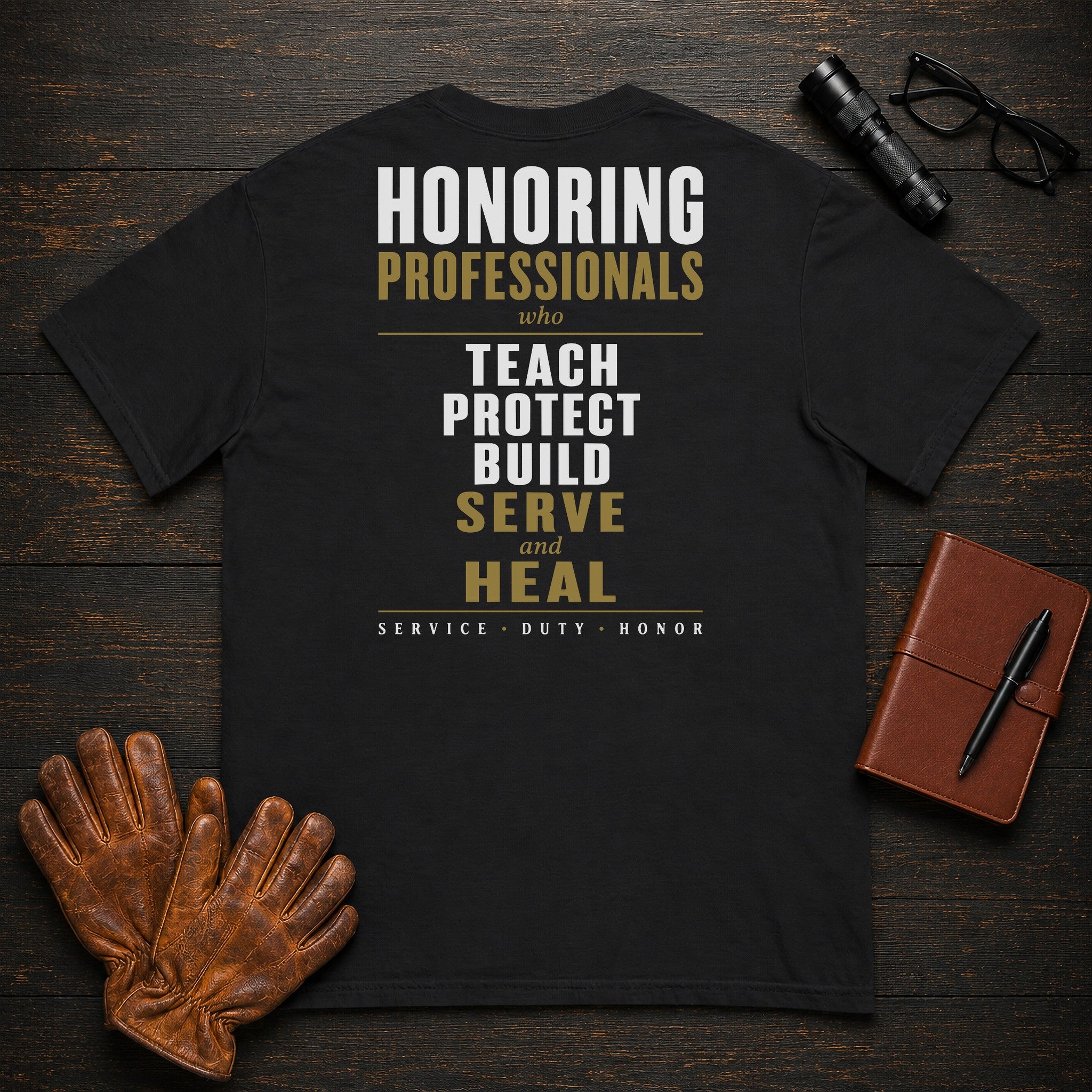 Honoring Professionals T-Shirt in Black — Americas Cornerstones