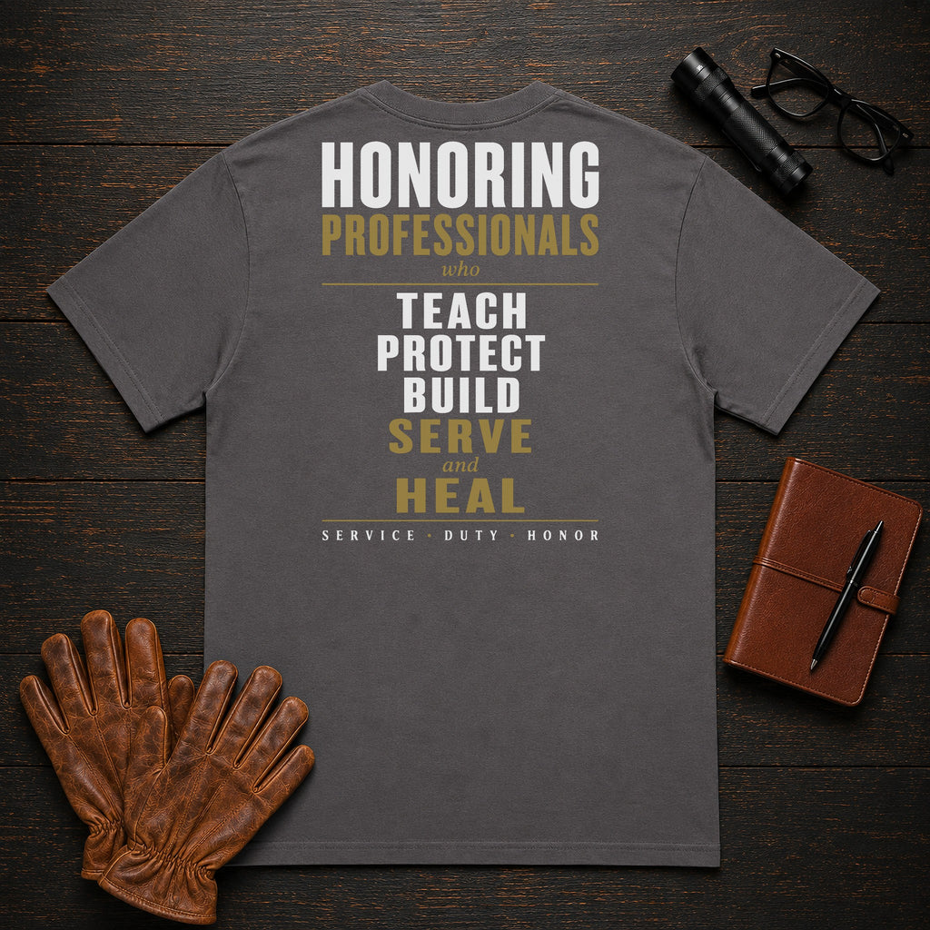 Honoring Professionals T-Shirt in Graphite — Americas Cornerstones