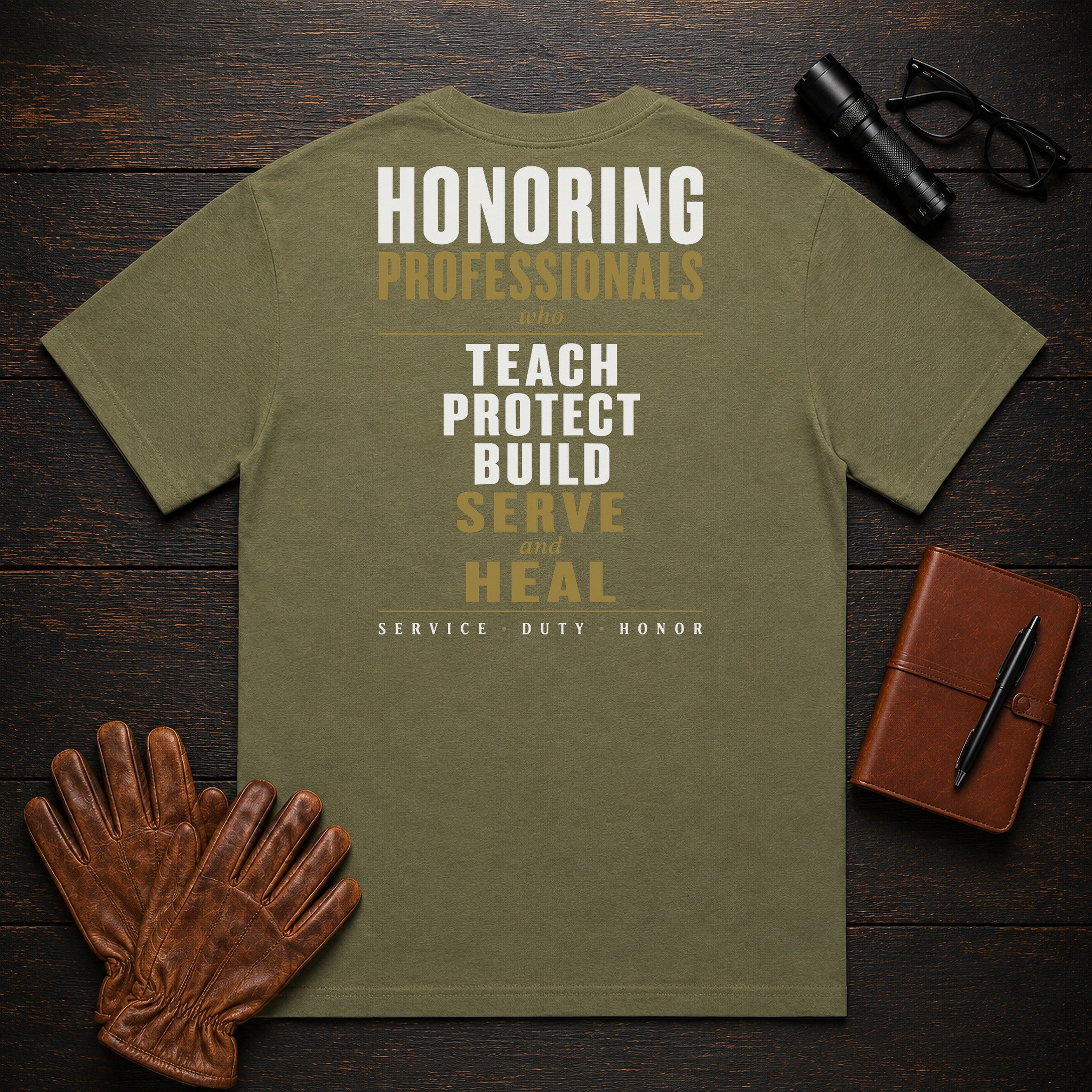 Honoring Professionals T-Shirt in Hemp — Americas Cornerstones