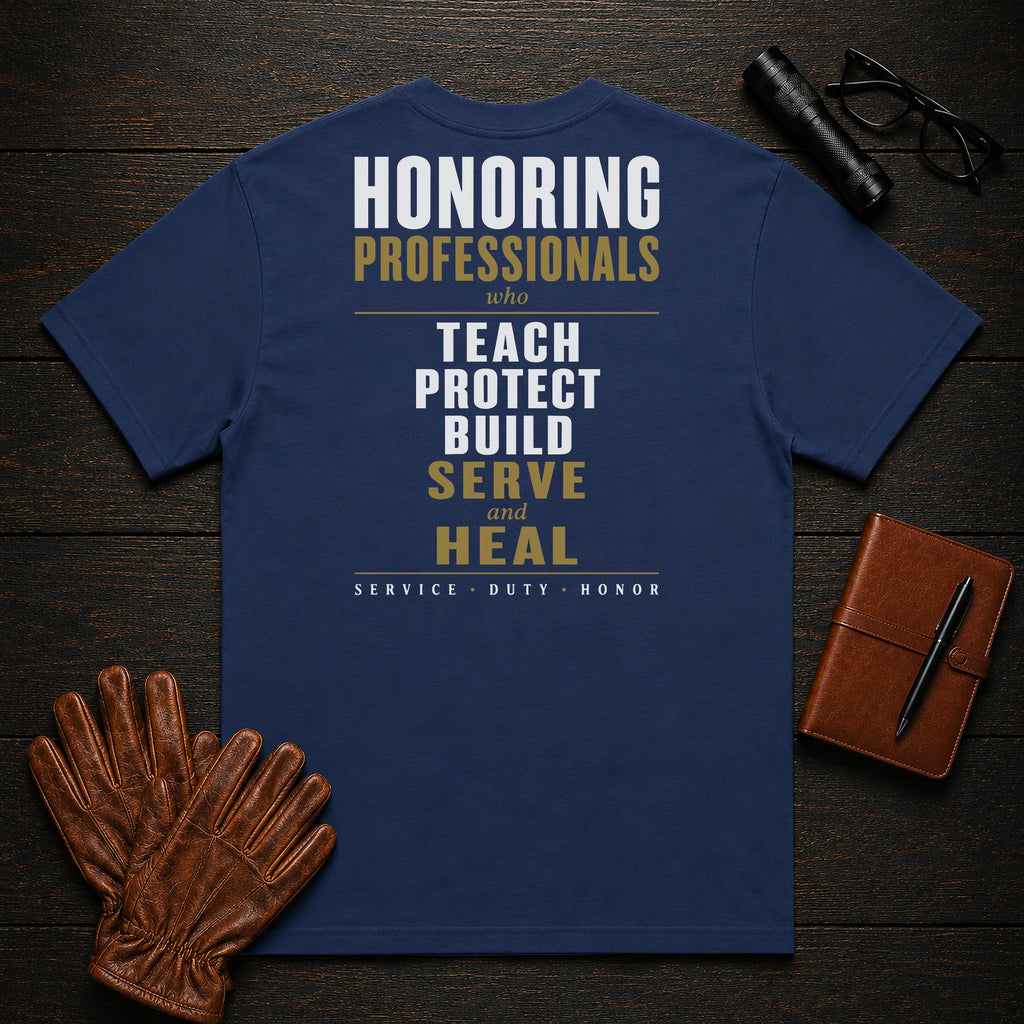 Honoring Professionals T-Shirt in True Navy — Americas Cornerstones