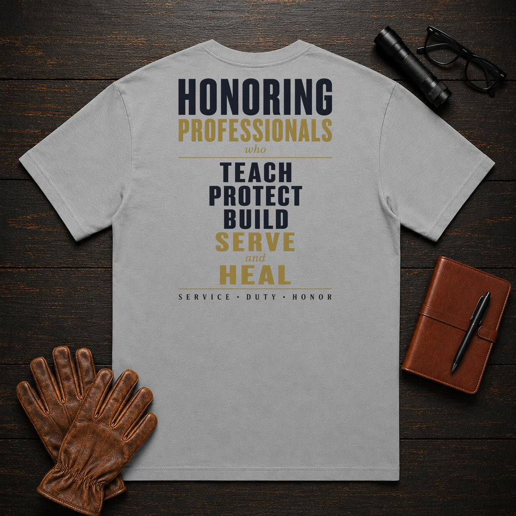 Honoring Professionals T-Shirt in Grey — Americas Cornerstones