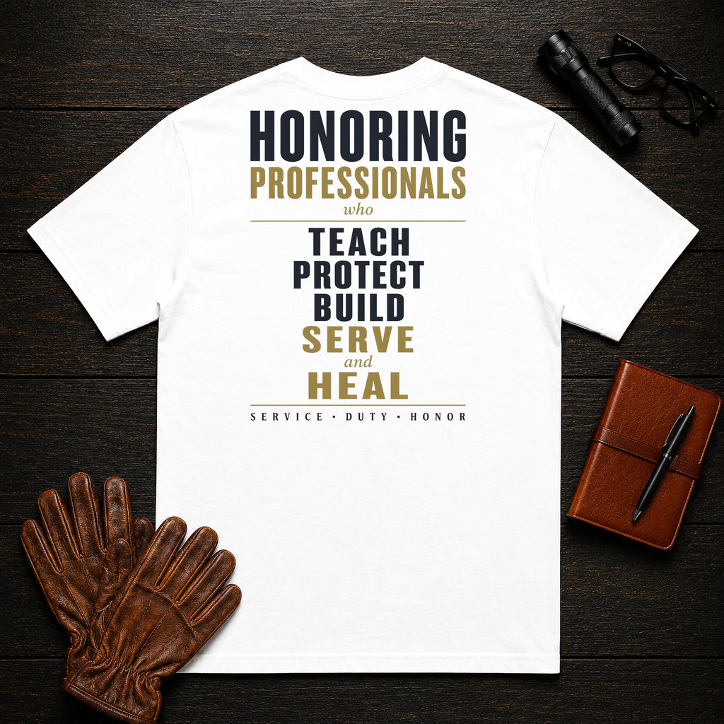 Honoring Professionals T-Shirt in White — Americas Cornerstones